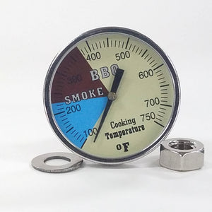 This is a 2" RWB BBQ Thermometer & 2.5" stem 100-750