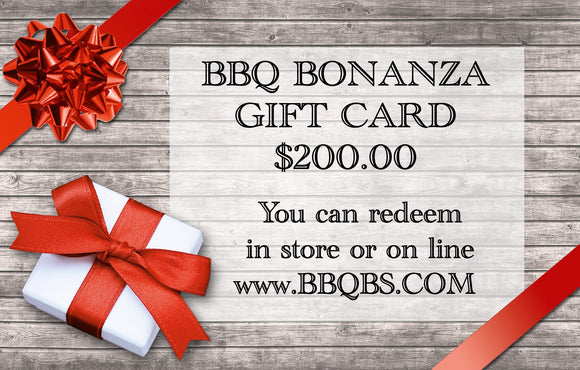 $200.00 Gift Card to BBQ Bonanza
