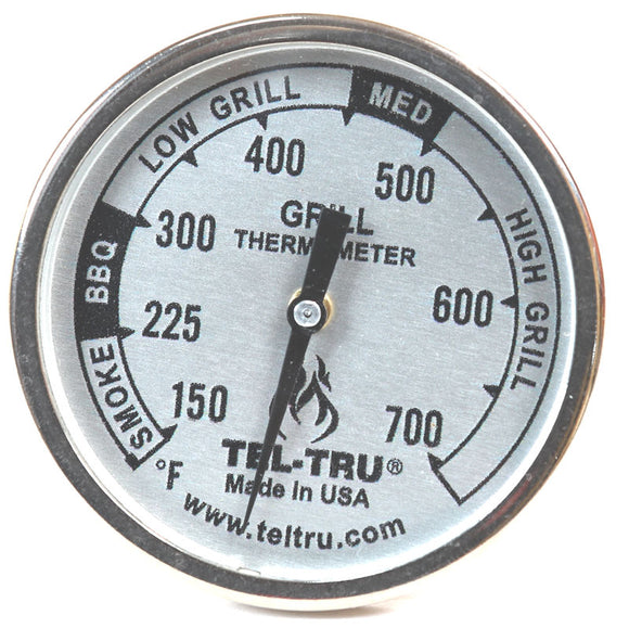 TEL-TRU BBQ Thermometer BQ300 2.5 Stem Silver & Red Dial