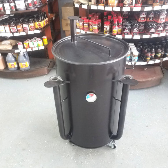 This is the KC Ugly Drum Smoker in Black (UDS)