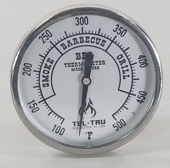 Tel-Tru BQ300 Black Dial BBQ Grill Thermometer - 2.5 Stem