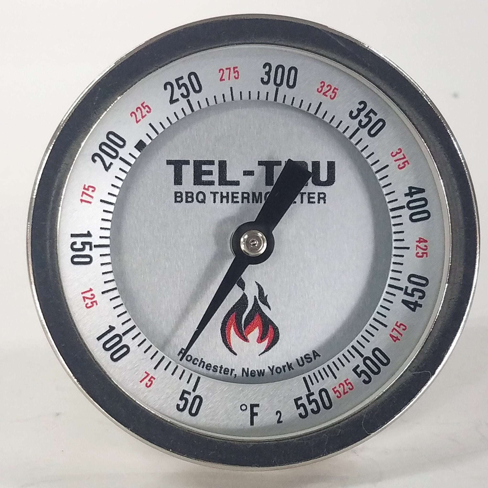 Tel-Tru BQ300R BBQ Grill & Smoker Thermometer 3 Dial 4 Stem 50-550 Calibratable